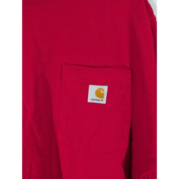 Carhartt Shirt Men Size M Red Short Sleeve Casual Crewneck Workwear Cotton Tee - Picture 5 of 8